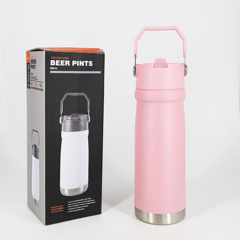 Nice Custom Color logo Portable School Stainless Steel 304 Vacuum Flask Powder Coated Water Bottle Insulated for Sports