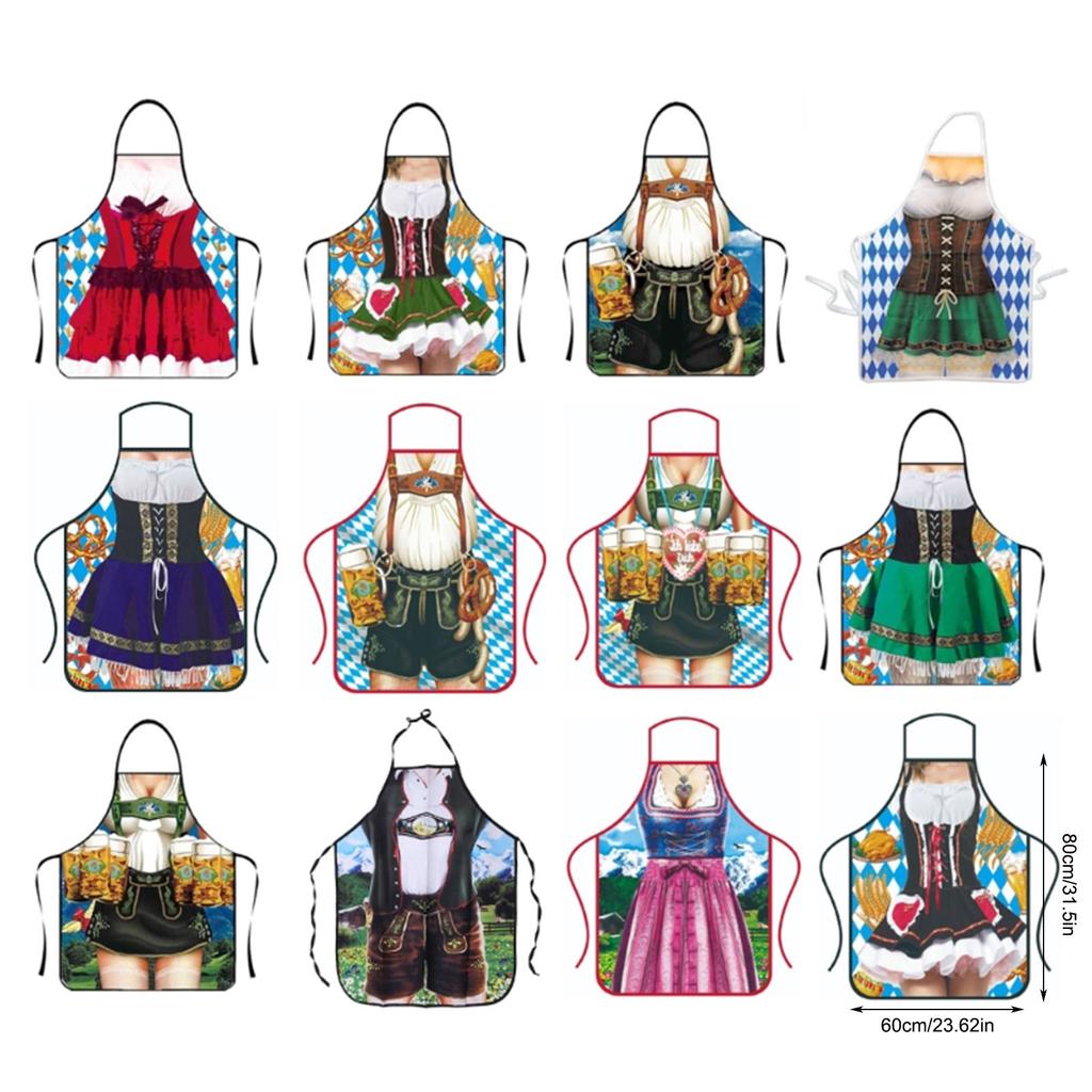 Personality Oktoberfest Apron Funny German Beer Aprons Kitchen Cooking Apron for Men Women Friends Costume BBQ Party