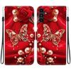 Handmade PU Leather Flip Case for Samsung Galaxy A13 5G (SM-A136U/A136W/A136B)- Anti-Slip Shockproof Cover with Wrist Strap & Heart/Rose Cat Designs
