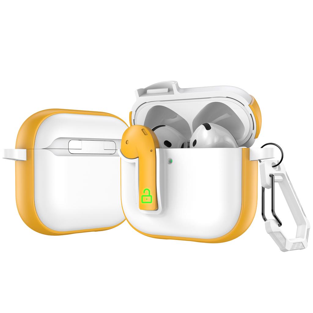 For AirPods 4 Case Colorful Lock Buckle Shockproof TPU + PC Earphone Cover with Carabiner