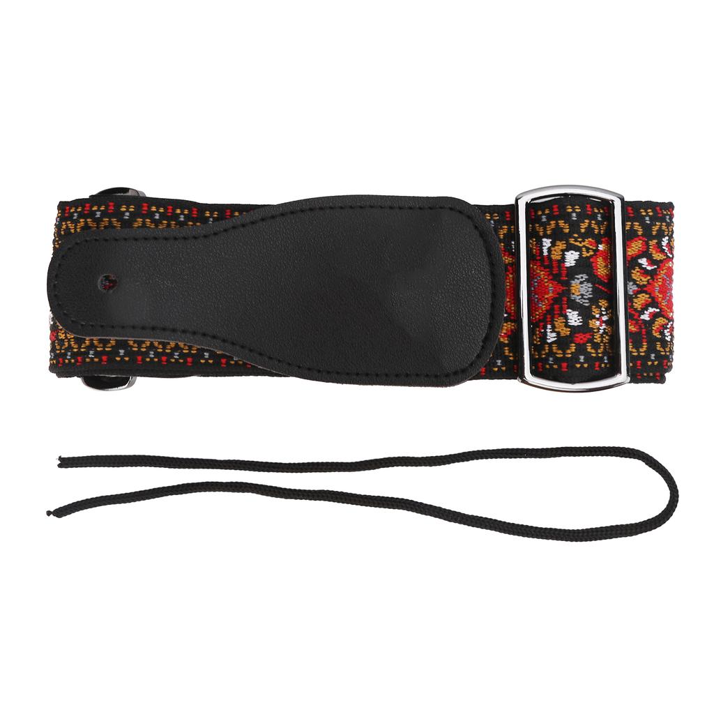 Guitar Strap Shoulder Embroidery Grain Leather   Accessory for Acoustic Electric Folk