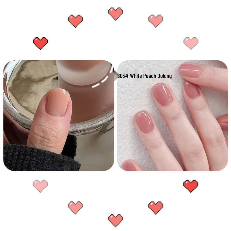 Peelable Odorless Water-based Nail Polish - Quick-drying, No-bake, Ice-clear Solid Nude Color for Students