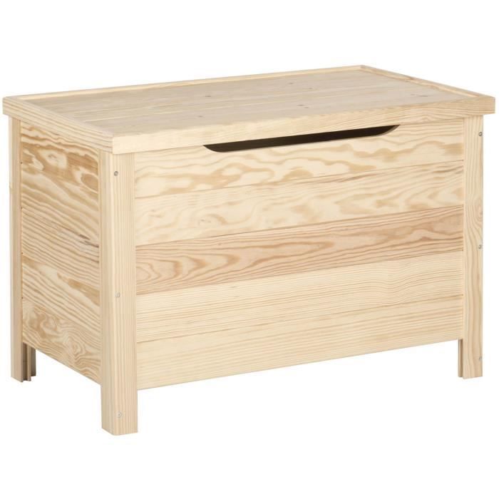 Coffre De Rangement En Pin Massif Brut 85L 70 X 40 X 48 Cm