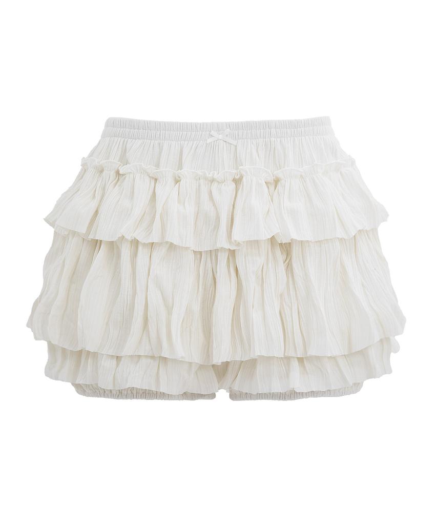 Plasma Sphere Bird Pleated Tiered Shorts Skirt_ 2 Colors
