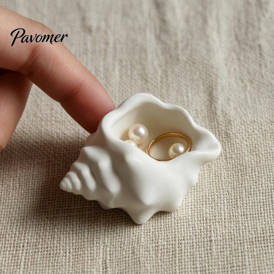 3D Printed Conch Storage Bowl Shell Dish, Seashell Trinket Tray for Jewelry Artistic Makeup Gadget Container Keys, Ocean Style Home Decor Ornament