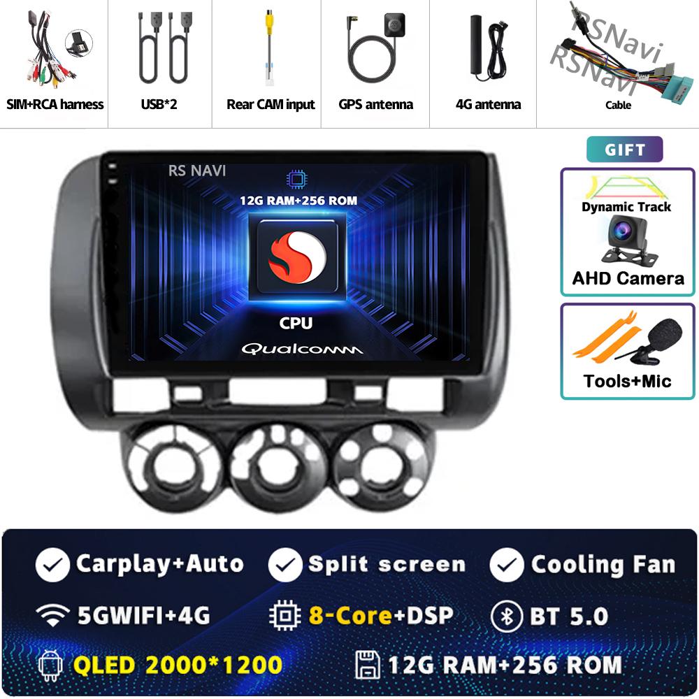 Android 14 Carplay Car Radio For Honda Fit Jazz City 2002 2003 2004 - 2007 Multimedia Video Player Navigation GPS Stereo 2Din BT