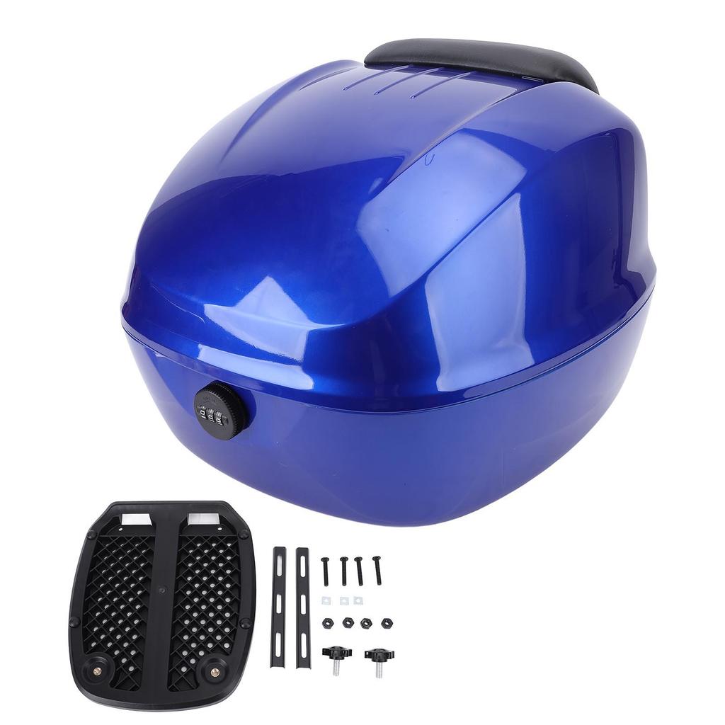 Motorcycle Top Case with Combination Lock ABS Waterproofing Tail Box Carrier Case for Electric Bike Scooter Blue