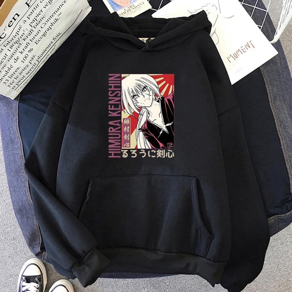 

Японское аниме Rurouni Kenshin Rurouni Kenshin с капюшоном с принтом для мужчин и женщин, распространенные толстовки с капюшоном, удобный пуловер, толстовка Harajuku XS