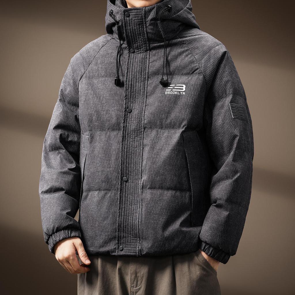 Men's High-End Hooded 90% Duck Down Jacket – Short, Thick, Warm, Trendy, Casual Winter Outerwear