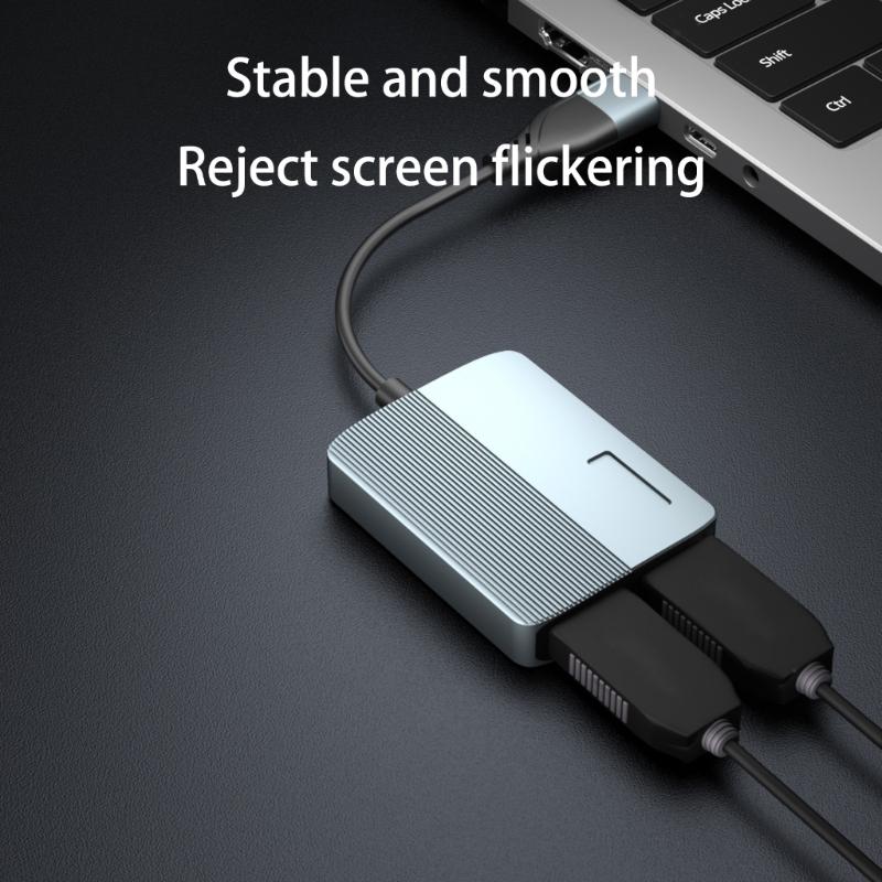 USB C/USB to Double HDTV Adapter USB to HDTV Splitter for Double Monitor Extended Display Adapter Video Graphics Converter