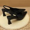 High Heeled Shoes for Women's in The Summer of 2026 Simple Solid Color Back Hollow Shallow Mouth Pointed Toe Thick Heel Sandals