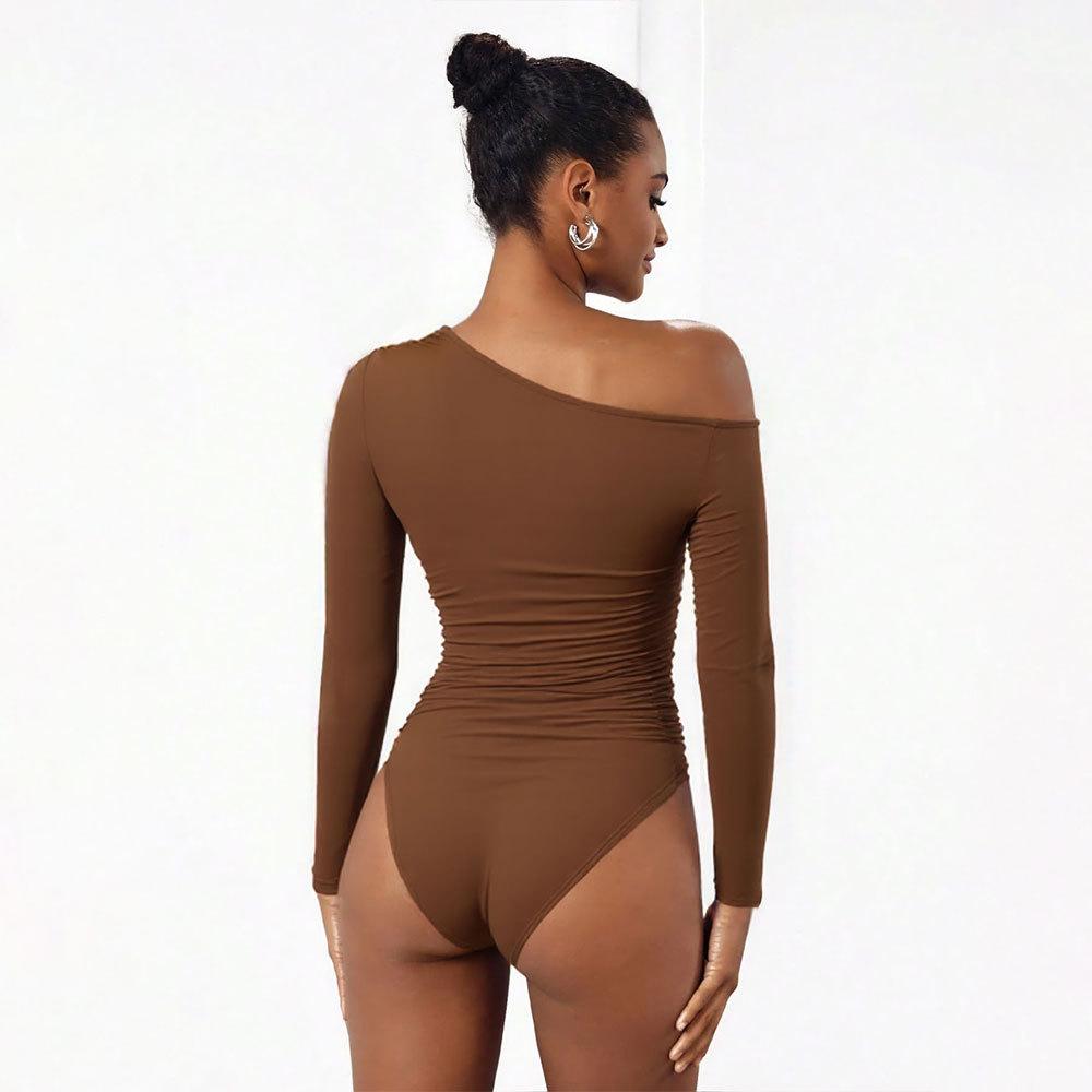 Spring and summer Y2K slim and thin off-the-shoulder long-sleeved onesie design versatile bottoming T-shirt top