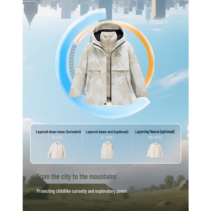 Bosideng Kids' 3-in-1 Hooded Duck Down Jacket T250131342