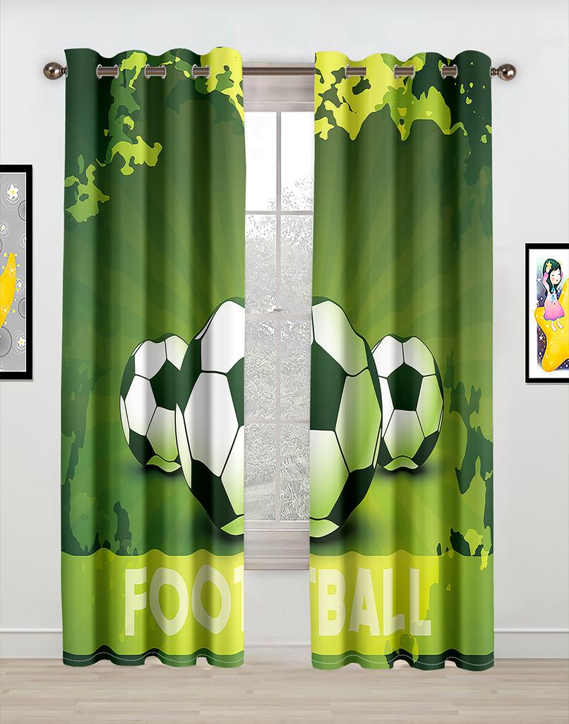 Modern Drapes for Sports, Printed Window Curtains, Drapes for Soccer Football Race Exercising Stadium, Living Room, Kitchen
