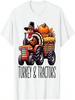 Turkey And Tractors Boys Kids Girls Thanksgiving Hayride T-Shirt