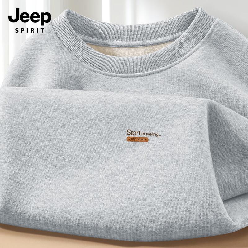 

JEEP SPIRIT Men s 2025 Autumn/Winter Casual Loose Long-Sleeve Plus Velvet Warm Sweatshirt 2XL (185)