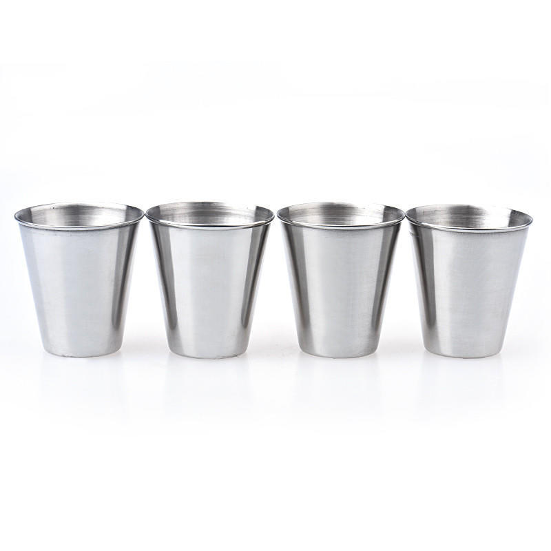 Set of 4 Stainless Steel Cup Mug Drinking Coffee Tea Tumbler Camping