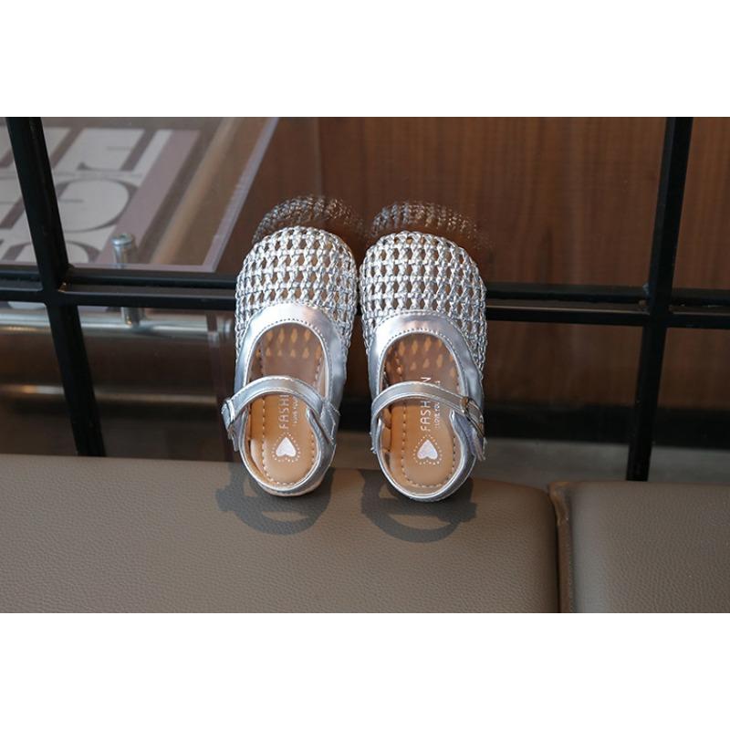 Korean Style Hollow Woven Princess Summer Sandals For Little Girls