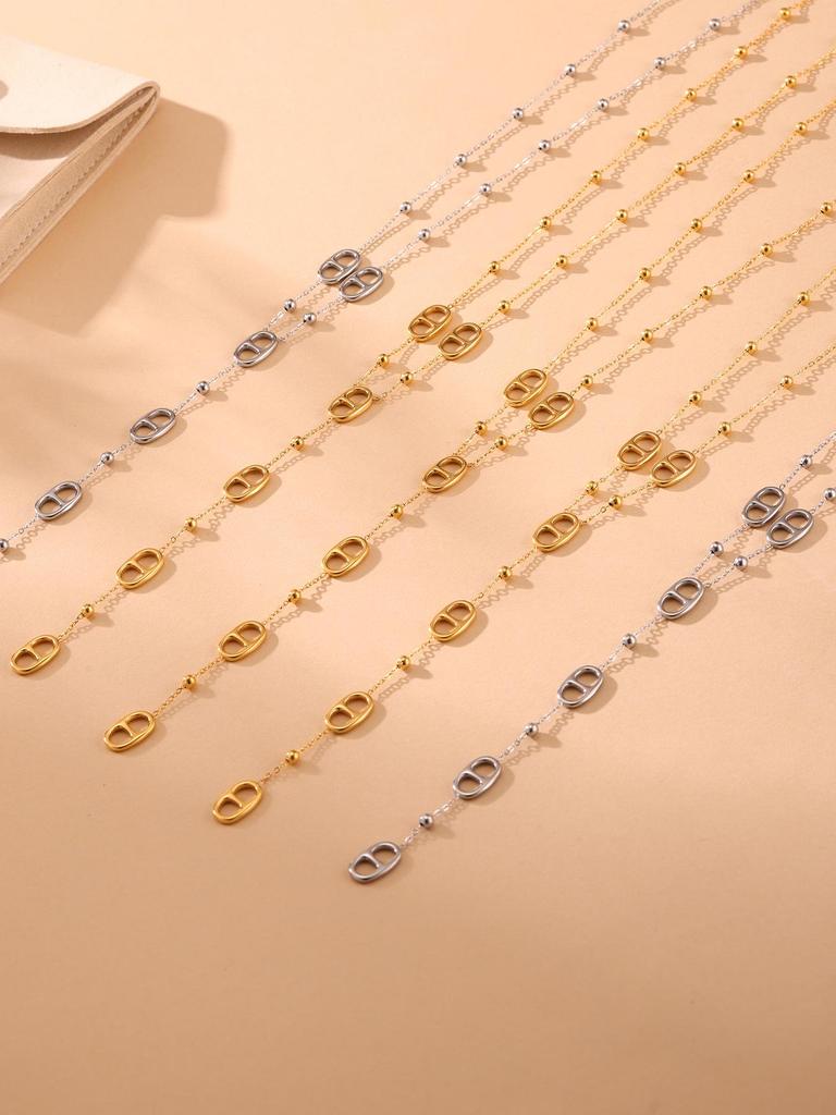 Stainless Steel Gold-Plated Ferris Wheel Pendant Necklace - Light Luxury & Elegant Style