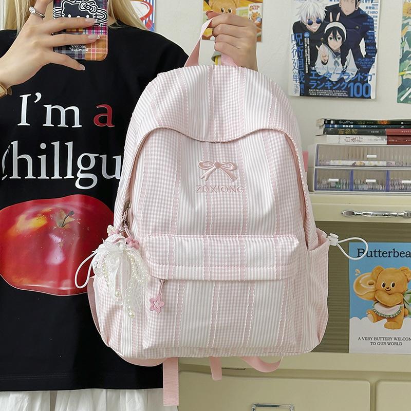 Zaino Scolastico Coreano Semplice a Quadri Zaino Casual Versatile Leggero Zaino Scolastico per Studente delle Scuole Superiori Zaino per la Classe Pendolare Viaggio