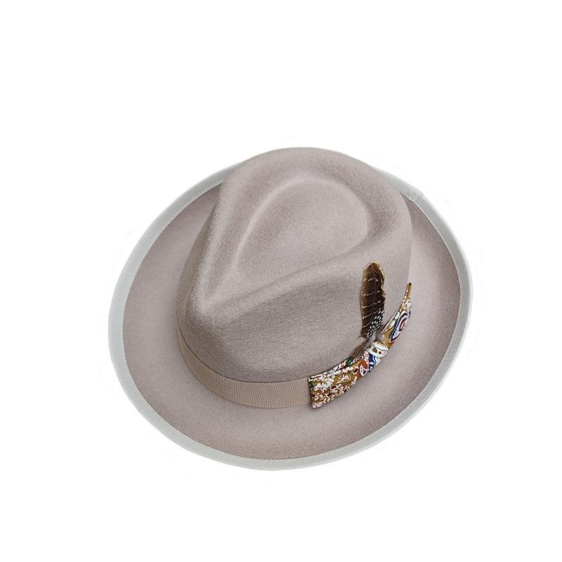 Direct Wool Top Hat, Flower Cloth Bow Decoration Pure Wool Felt Top Hat