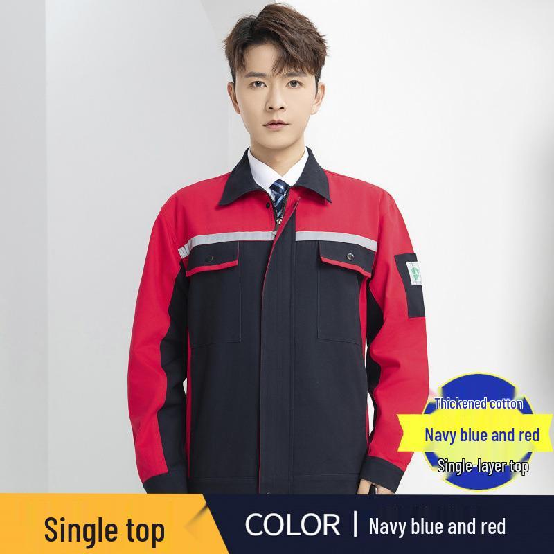 Men's Heavy-Duty Cotton Workwear Set - Long Sleeve, Wear-Resistant, Ideal for Auto Repair and Workshop Use