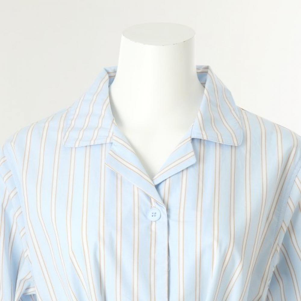 Venus Blue Stripe Dress Cotton Linen Lgna211