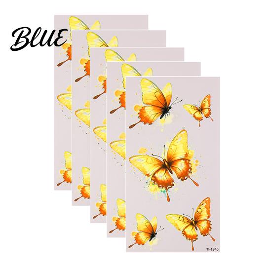 Temporary Face Tattoos 5 Sheets Butterfly Tattoo Stickers Waterproof Flower Tattoos Colorful Long-lasting Body for Parties Night Club Music Festival