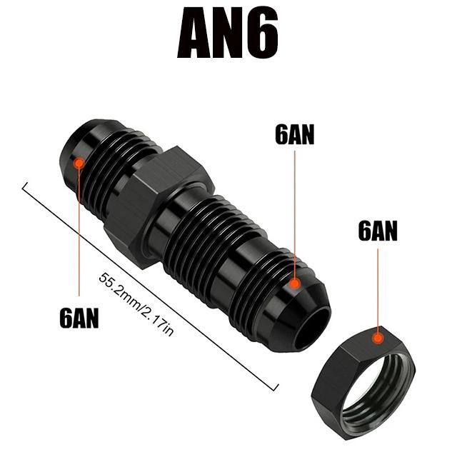 0-Degree AN6 AN8 AN10 AN4 Aluminum Alloy Radiator Oil Cooler Pipe through Wall Extension Joint Straight Nut Connector for Modifi