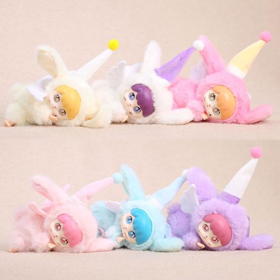 Vinyl Doll Keychain Hanging Decoration Mini Plush Pajamas Angel Girl Bag Charm Purse Pendant Backpack Schoolbag Hanging Ornament Women Girls Gift