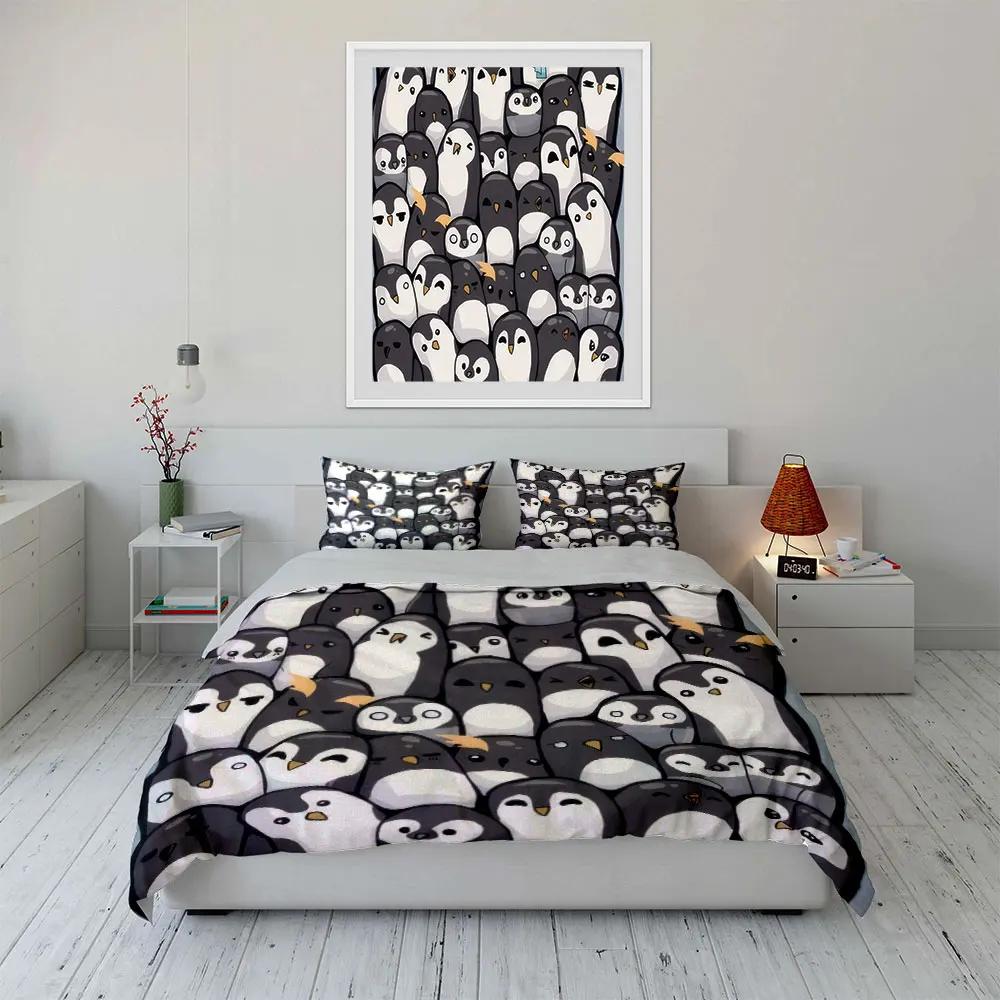 Cute Penguin Themed Home Decor Set Bedding Set with 1 Duvet Cover 2 Pillowcases Single Double King Queen Gift