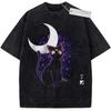 Oversize Vintage Washed Pokemon T Shirt Cosmic Espeon Umbreon Purple Blue Starry Night Graffiti Streetwear Casual Tee