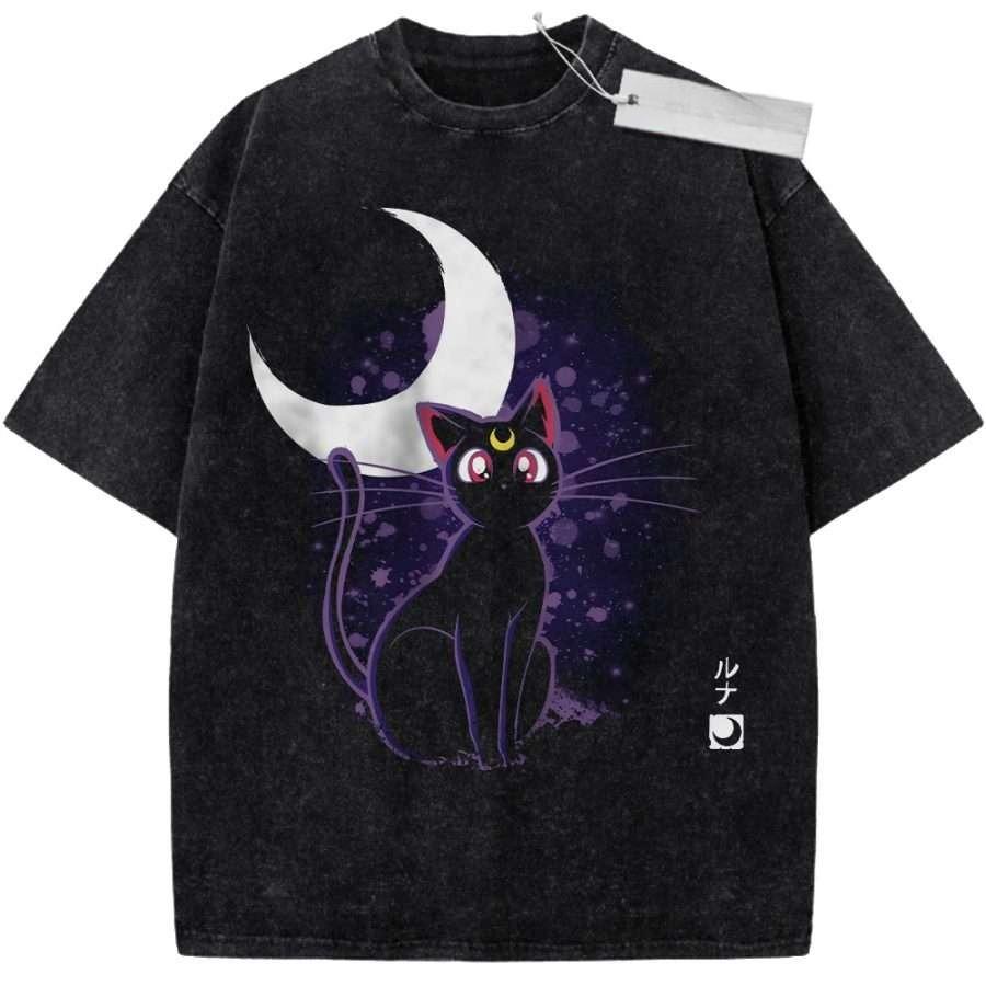 Oversize Vintage Washed Pokemon T Shirt Cosmic Espeon Umbreon Purple Blue Starry Night Graffiti Streetwear Casual Tee