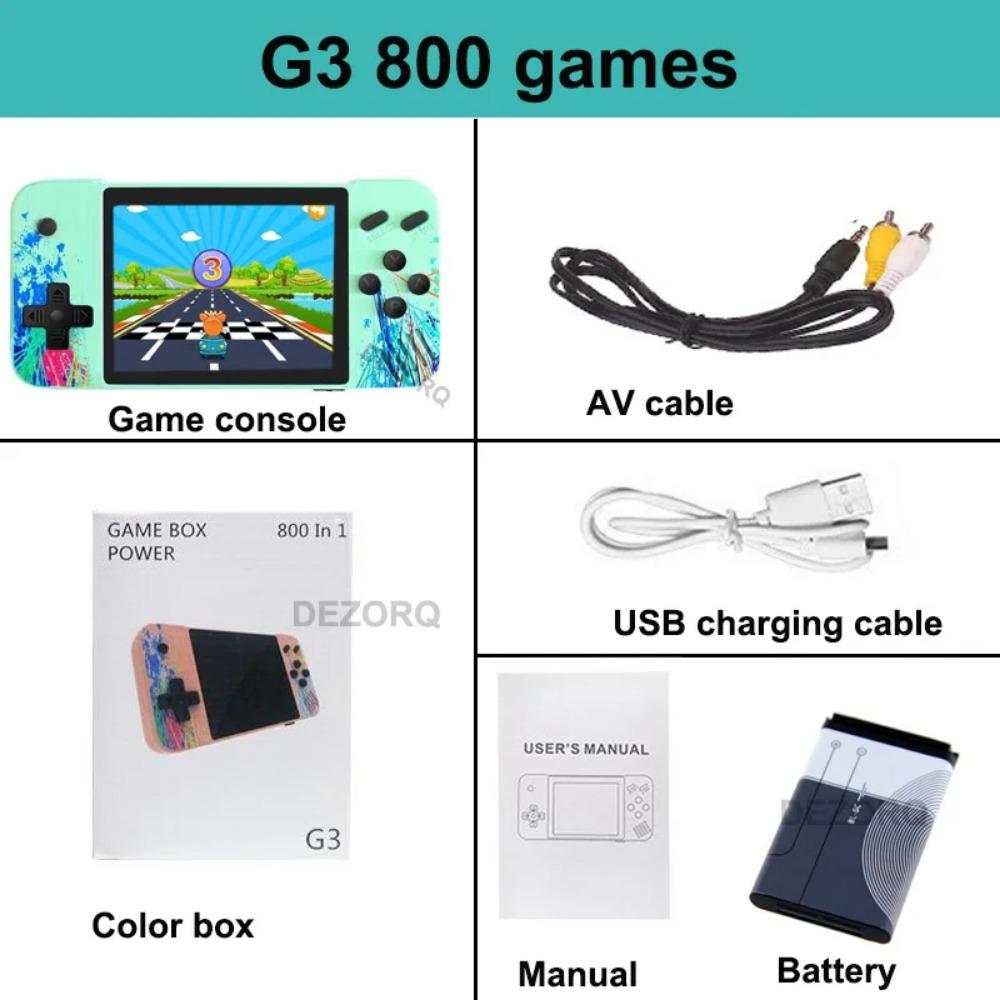 

Карманная портативная игровая консоль со встроенными 800 играми, игровая консоль с поддержкой двух игроков, 3,5-дюймовая игровая консоль в стиле ретро, выход AV Singles зелёный