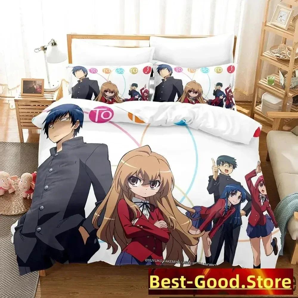 Anime Toradora TIGER DRAGON Bedding Set Duvet Cover Sheet Printed Bed Set Pillowcase Bed Full Queen King Size Comforter Bedroom