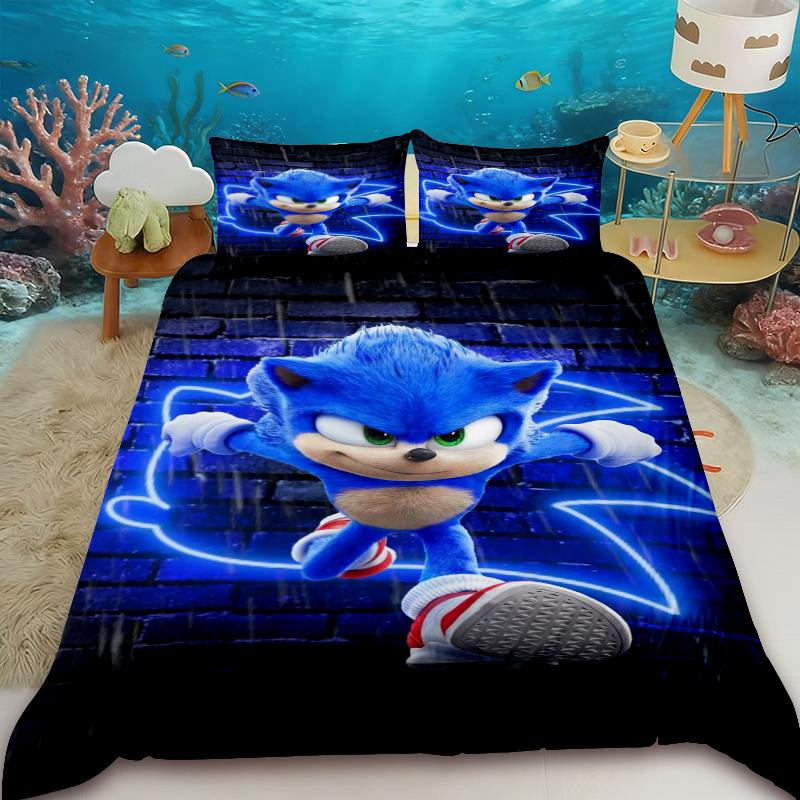 Duvet Cover Teens Sonic Hedgehog Cartoon Bedding Set Comforter Cover Bedroom Dormitory Decor Best Gifts