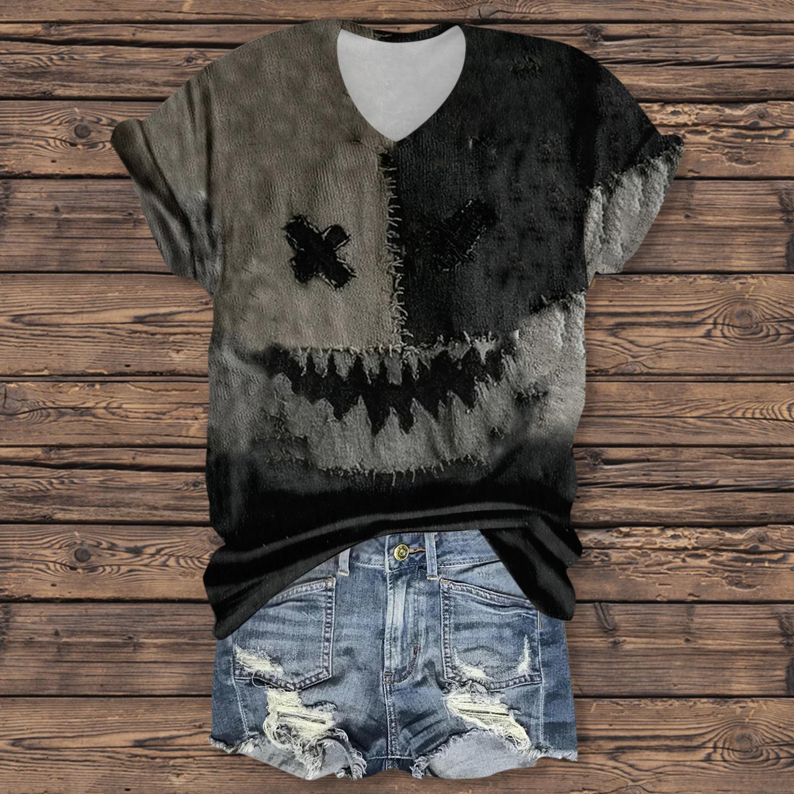 

Женская мода повседневная рубашка с рукавом три четверти и принтом букв на Хэллоуин M оранжевый