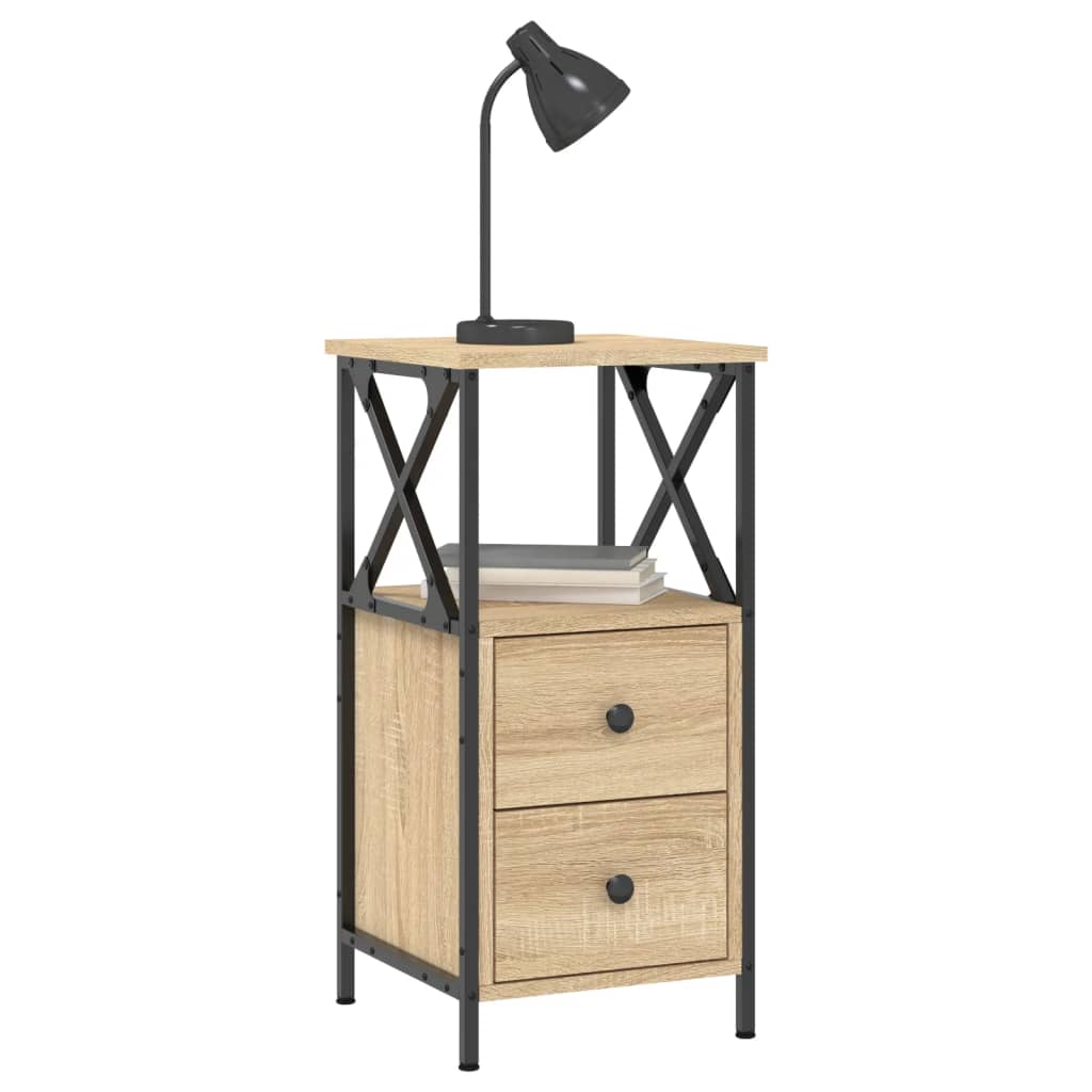 Nightstands (2 Pcs) Sonoma Oak Finish 34 X 35.5 X 70 Cm Engineered Wood