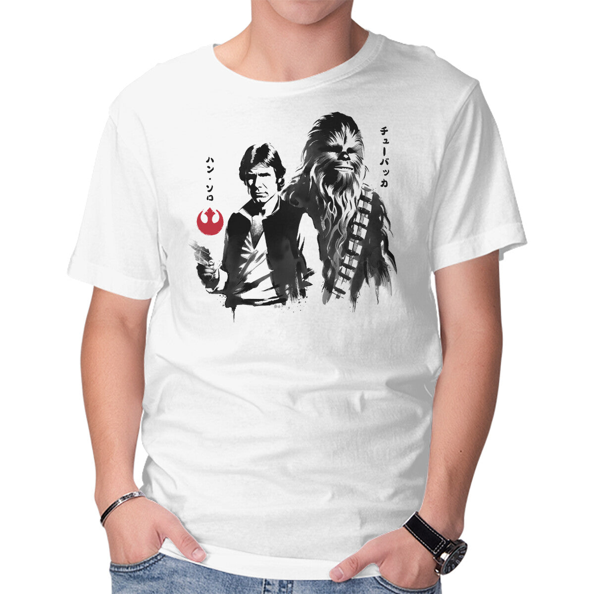 Unisex Crew Neck T-Shirt The Smugglers Sumi-e Graphic Short Sleeve Casual Tee S