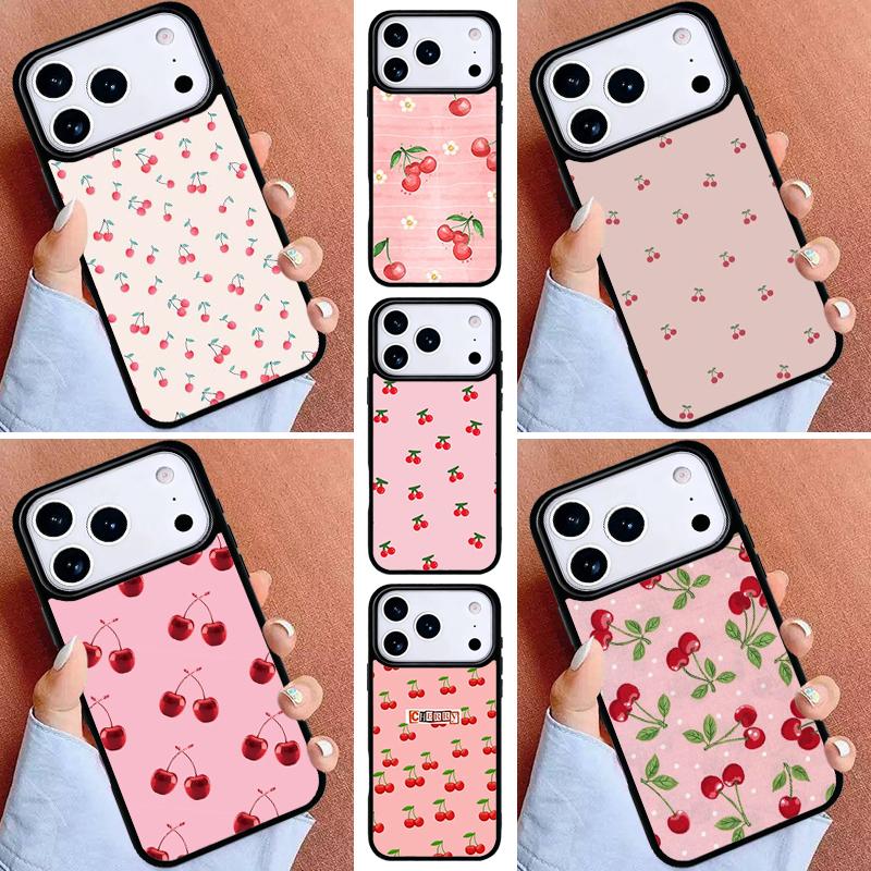 Cherry Fruit Phone Case for iPhone 16e 15 14 13 12 17 Pro Max Plus Air 17pro Cover Coque