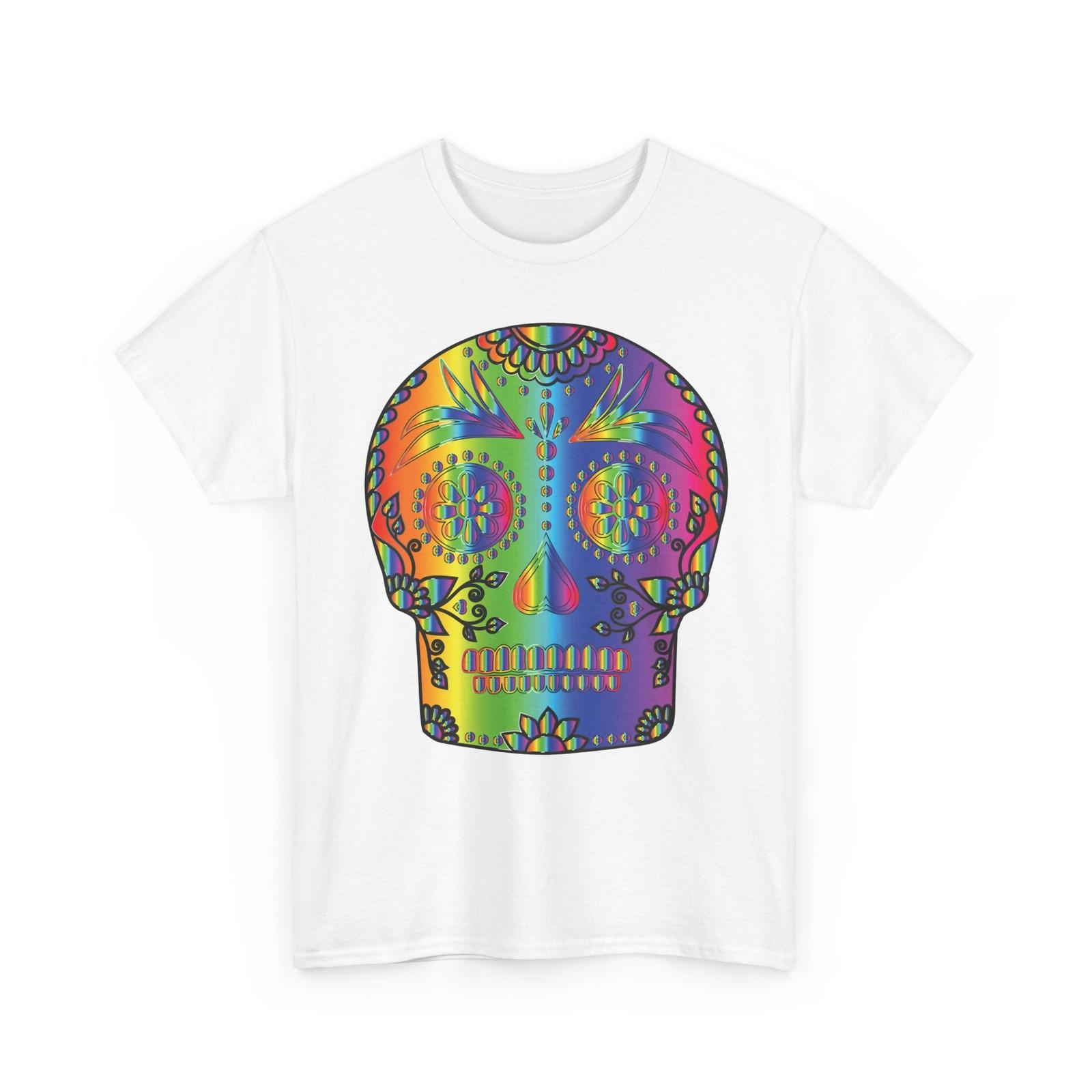 Mexican Sugar Skull T Shirt Rainbow Dia De Los Muertos Calavera Floral Art Gift S