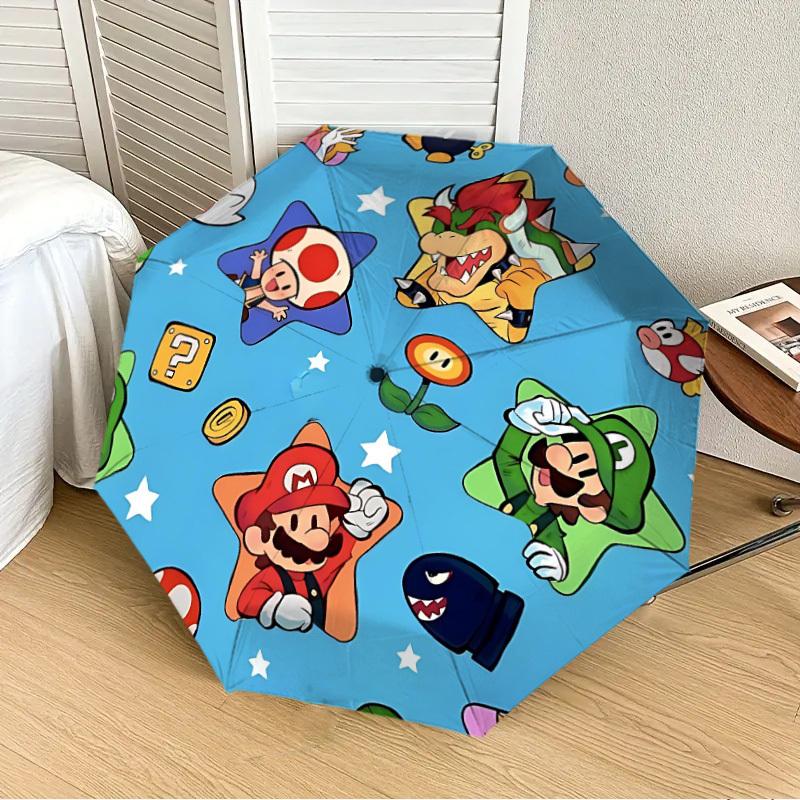 1pc Mario Luigi Automatic Folding Umbrella - Compact 8-Rib Design, Durable Plastic & Iron, Lightweight for Outdoor Daily Use,  a0929145