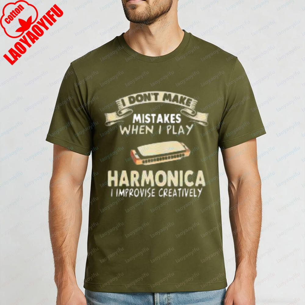 Mundharmonika Musik Zitat Design Unisex Baumwoll T-Shirt Lässige Sommer Strandkleidung Für Männer Und Frauen Mit Lustigem Humor Statement