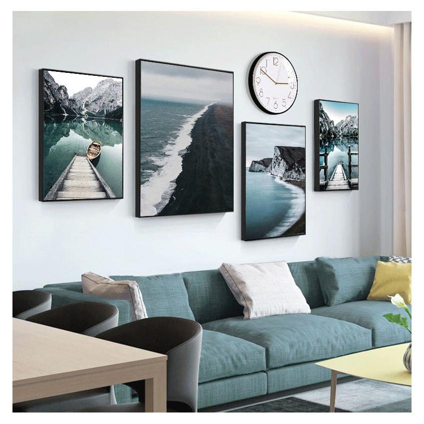 Poster Nordic Style Canvas Print Mountain Lake Painting Modern Scandinavian Home Decoration Wall Art Picture Nature Landscape