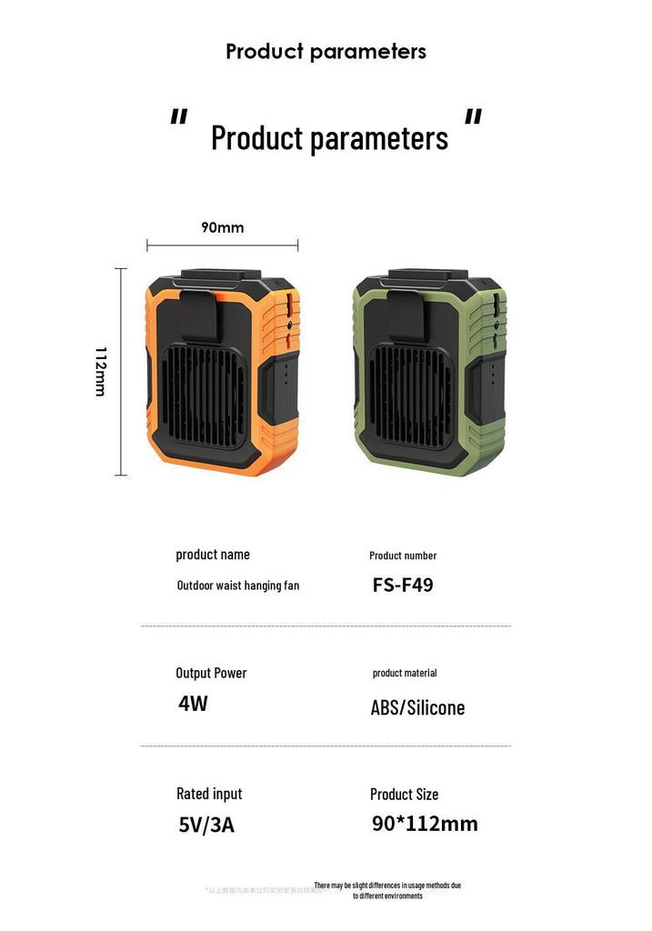 Portable Waist/Neck/Handheld Fan - USB Rechargeable, Clip-On, Ideal for Outdoor and Construction Site Use