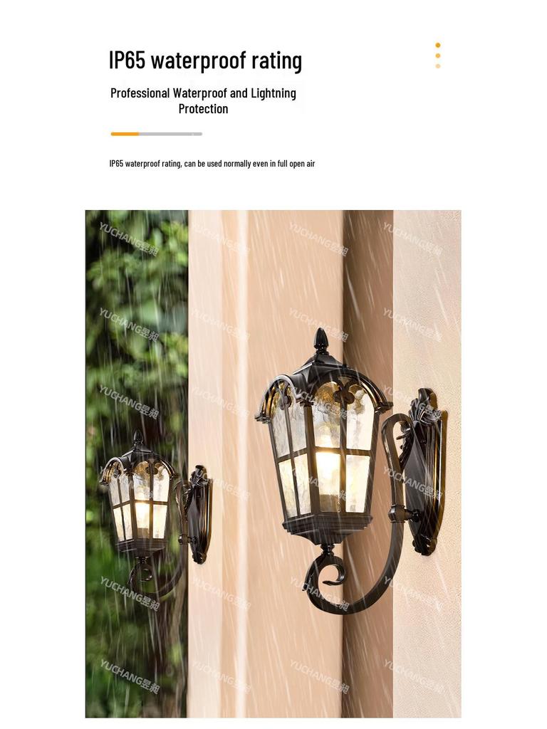 European Antique Solar Outdoor Wall Light, Waterproof for Balcony, Villa, Patio, Gate, and Courtyard