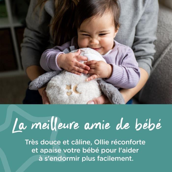 TOMMEE TIPPEE, Peluche veilleuse de luxe avec CrySensor, 6 sons apaisants, USB, lavable en machine, Ollie la Chouette