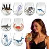 Strandhus Servise Blekksprut Glassglass, 350 ml Vinglass uten Stilk, Hval Delfin Skilpadde Håndlaget Kunstnerisk Glassware Havdyr Drikkeglass,
