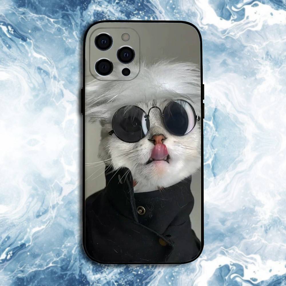 Pet Cat Funny memes Phone Case For iPhone17,16,15,14,13,12,11 Plus,Pro Max, Soft Silicone Black Cover