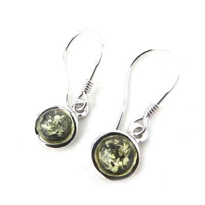 [N2238] - Brincos em prata 'Inspiration' âmbar verde (banhados a ródio) - 9 mm